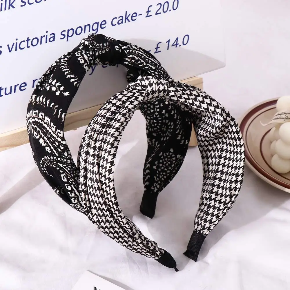 

Повязка на голову женская с узлом, модный широкий нескользящий ободок с цветочным принтом, корейский стиль, бандаж на голову