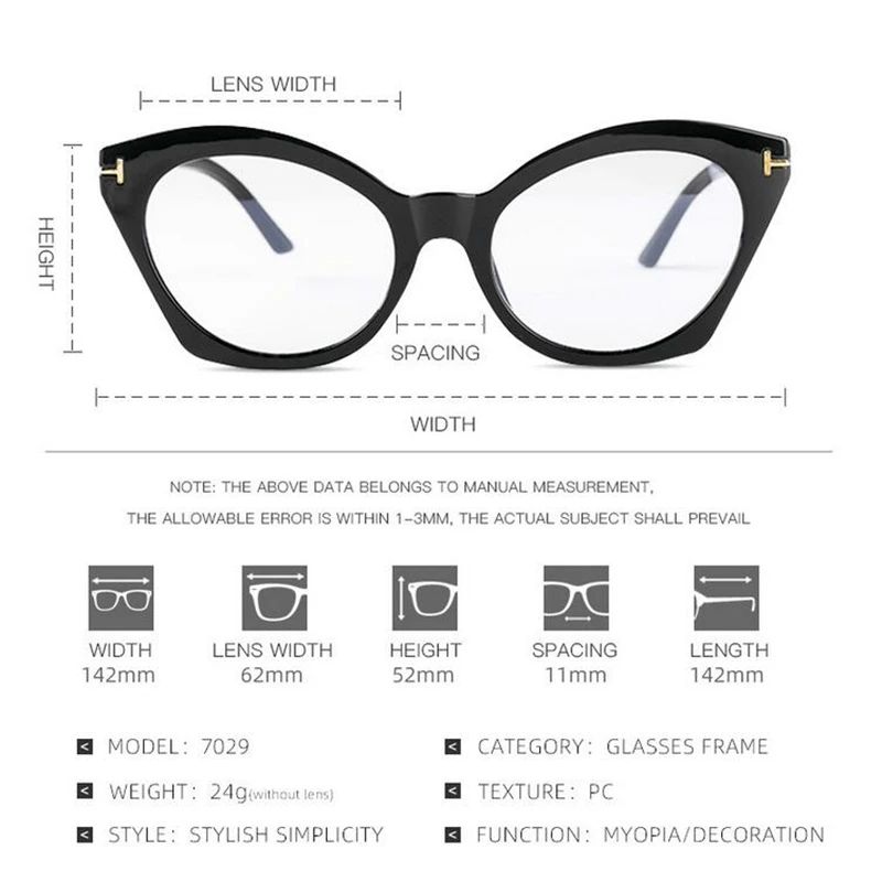 TR90 Cat Eye Myopia Lens Prescription Glasses With Cylinder 1.56 Aspheric Anti Blue Light Nearsighted Glasses 0 -0.5 -0.75 To -6 3