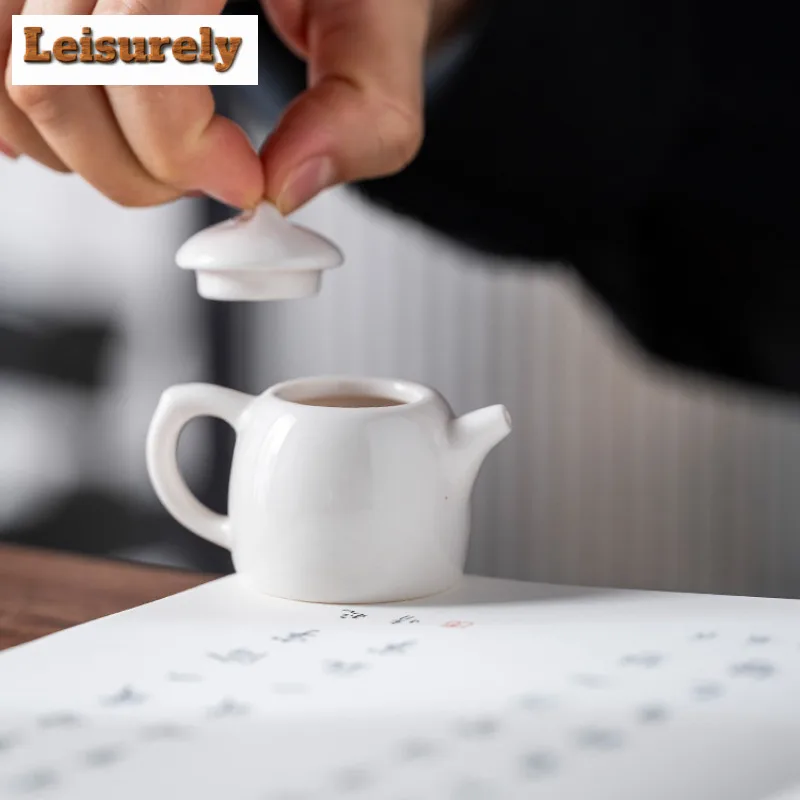 20ml Fingertip White Porcelain Pot Mini Tea Set Accessories Household Ceramic Tea Pet Ornaments Pocket Play Toys Kung Fu Teaset