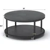 Rustic Industrial 35.8" Round Coffee Table with Storage Shelf and Sturdy Metal Legs, Easy Assembly 3