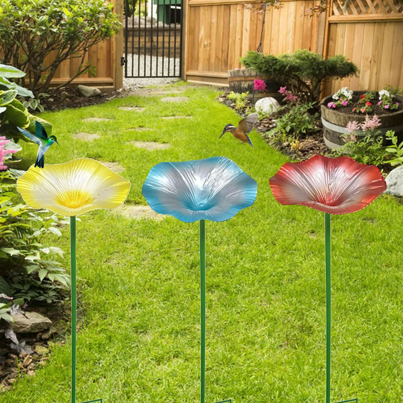 Bird Bath Metal Decoration Decorative Bird Feeder for Lawn Balcony Outside