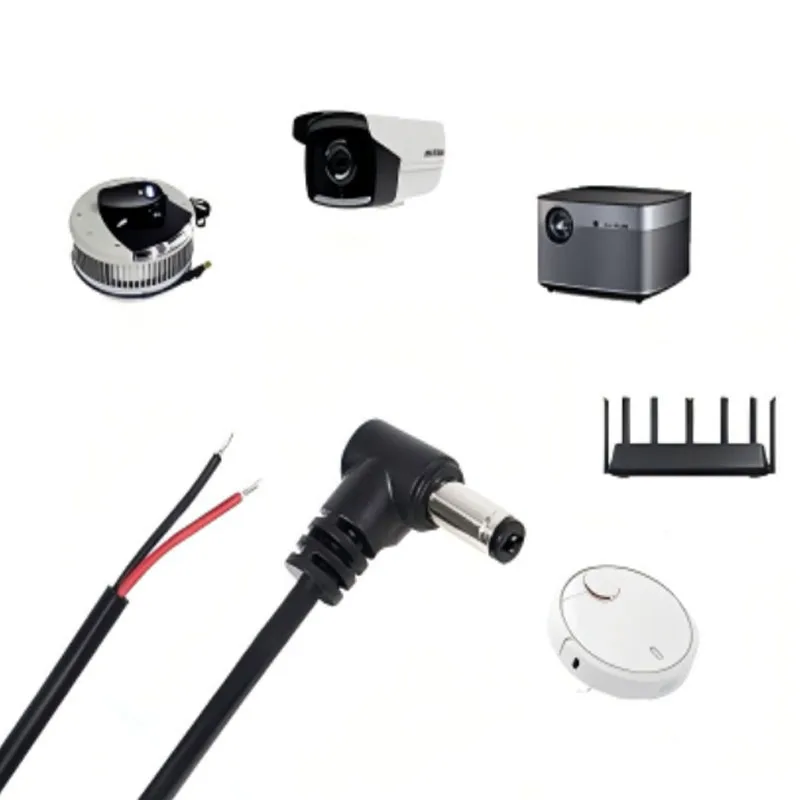 Stripped DC Power Connector L-Shaped 5.5mm 2.1mm 2.5mm Male Right Angle DC Power Cable For 5050 LED Strip Light CCTV Camera