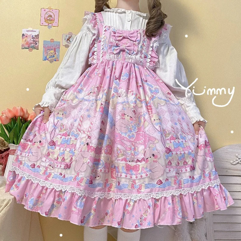 Kawaii Lolita Dress Strap JSK Dress Cute Cartoon Print