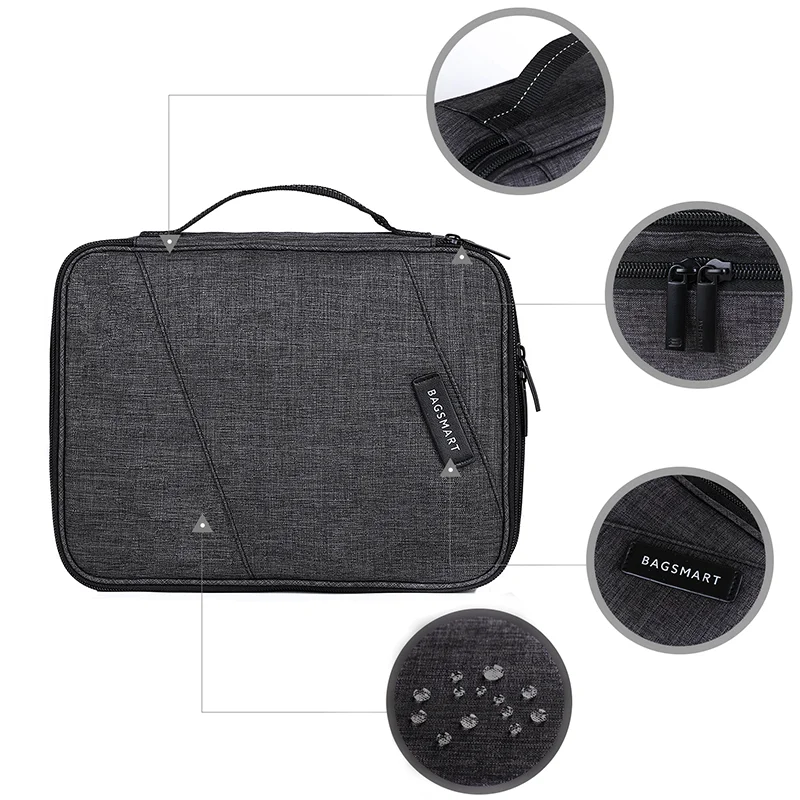 Bagsmart Dupla Camada Cabo Bolsa Acessórios Organizador Bolsa de Eletrônica Viagem Grande Organizador Eletrônico para Cabos Adaptador - Imagem 3