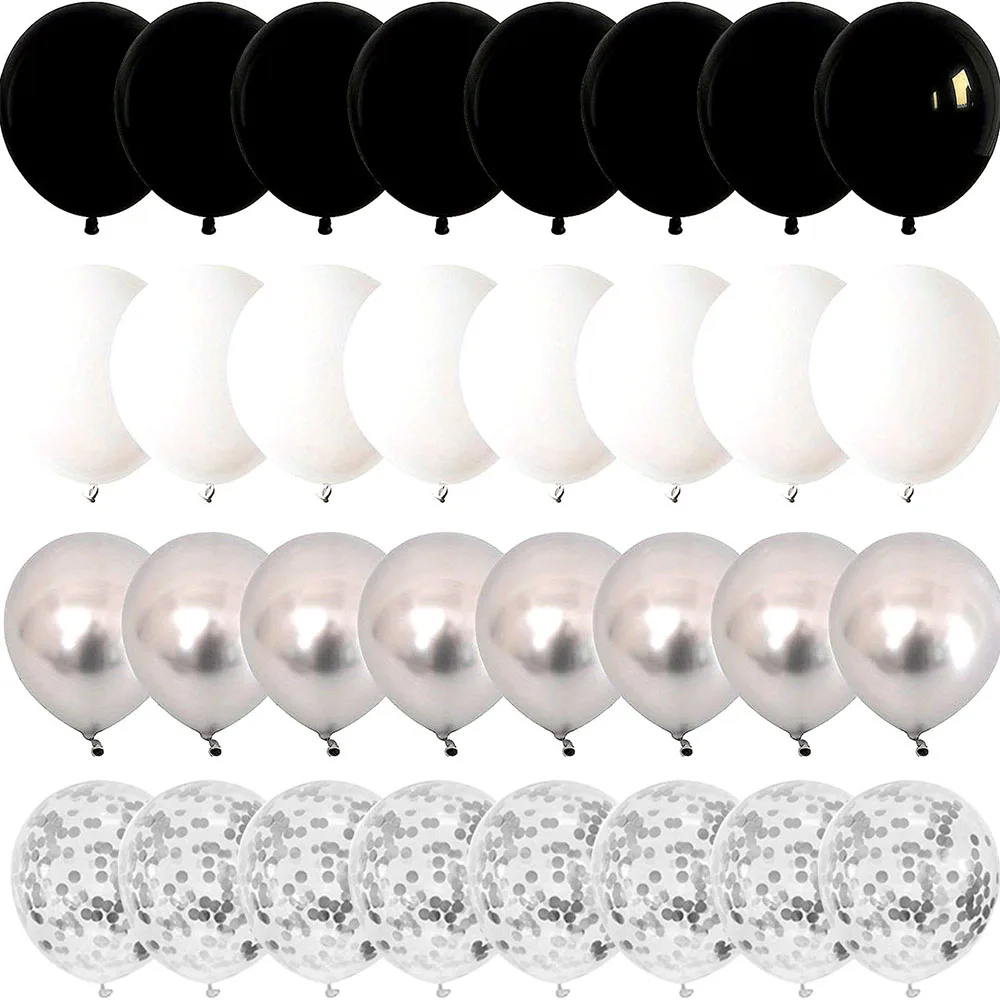 Birthday Balloons 40pcs Black And White Confetti For Graduation Ceremony Wedding Anniversary