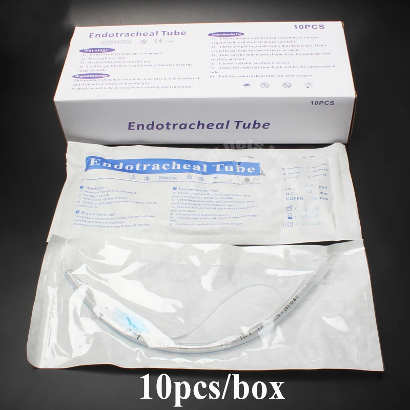 10PCS Endotracheal Tube Cuff ID 2.0-10mm Sterilized ET Tracheal Tube Veterinary Medical Consumables