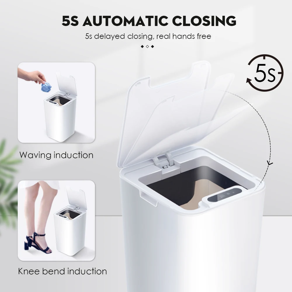 Smart Sensor Trash Can Automatic Kicking 8.5-12L Electric Waste Bin for Kitchen Bathroom Waterproof