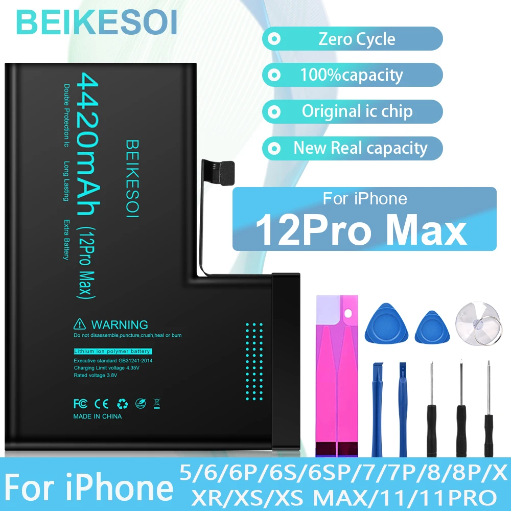 

BEIKESOI Battery For iPhone 12 Pro max High capacity battery For iPhone 12Promax 12PM Battery Long standby time with Tool