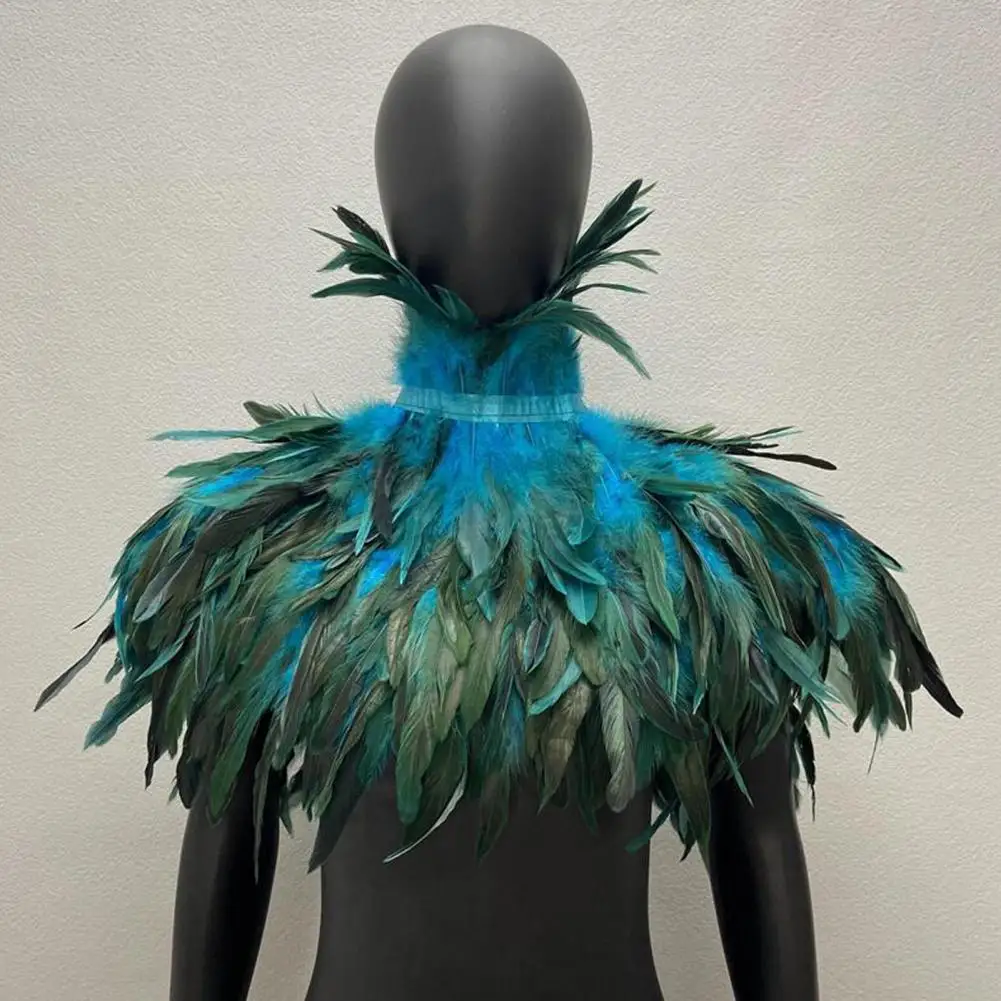 

Style Shawl Soft Feather Shrug Shawl for Cosplay Stage Performance Adjustable Collar Cape for Dancer Costume Party Attire Stage