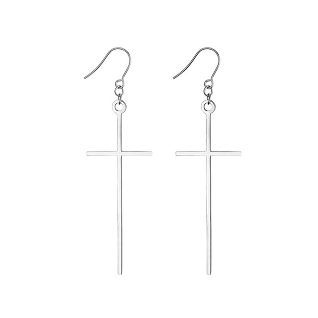 Pair Cross Dangle Pendant Earrings, Stainless Steel Ear Hook Earrings Set Fashion Jewelry Gifts for Women Girls