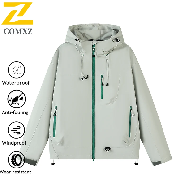High quality Outdoor Hooded Chambray Jacket Waterproof Windproof  Men Women's Unisex Windbreaker Apparel Camping Hiking Best