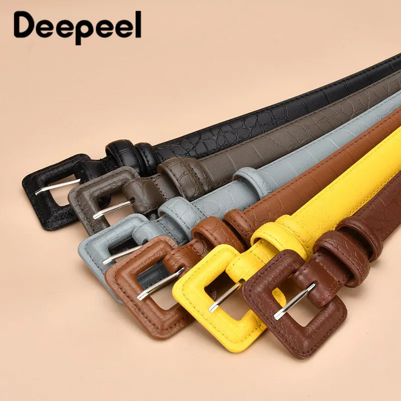 

1Pc Deepeel 2.3*105cm Vintage Genuine Leather Women's Belt Fashion Pin Buckle Waistband Jacket Jeans Decoration Girdle Accessory
