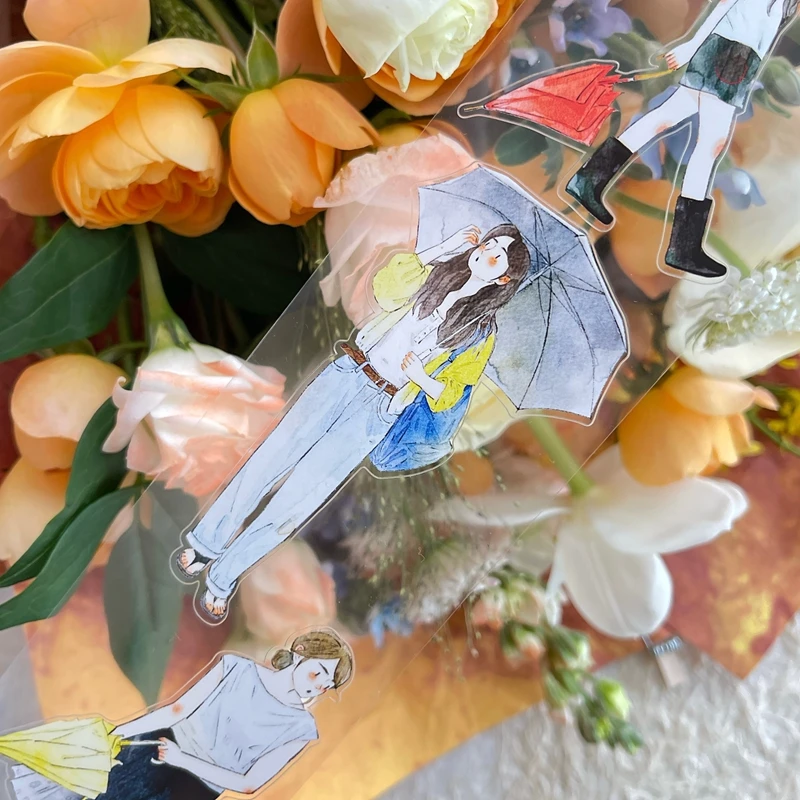 60mm*10m 빈티지 소녀 캐릭터 우산 풍경 PET 테이프 창의적인 DIY 저널 재료 콜라주 스크랩북킹 문구류