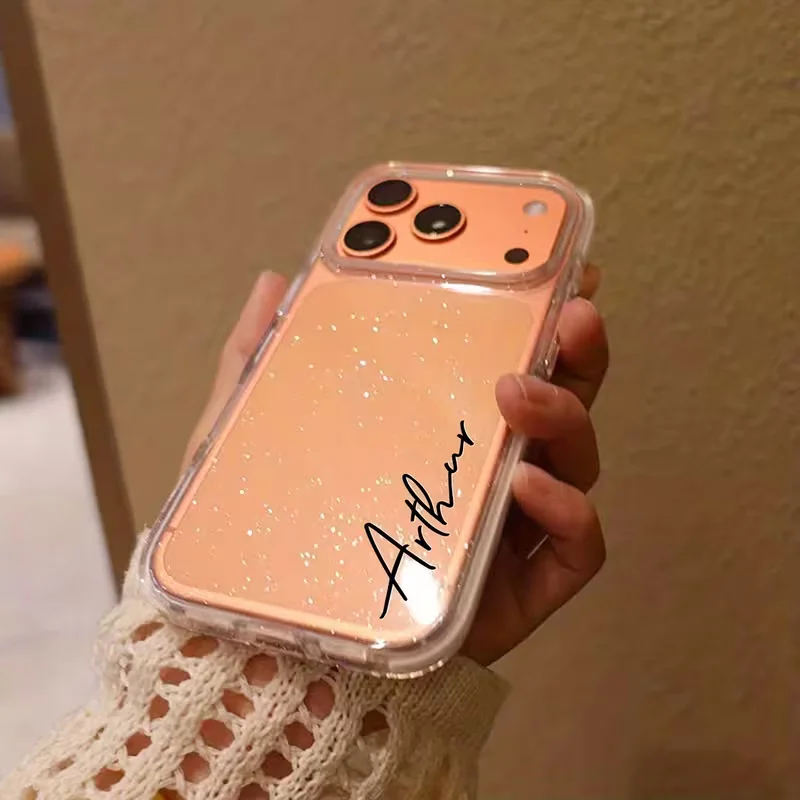 Personalized Custom Name Letters Glitter Transparent Phone Case For iPhone thumbnail 4