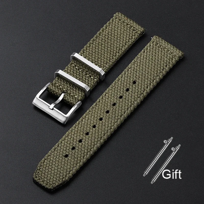 Men's Military Sports Nylon Cotton Watch Strap with Quick Release - Braid Bracelet Design