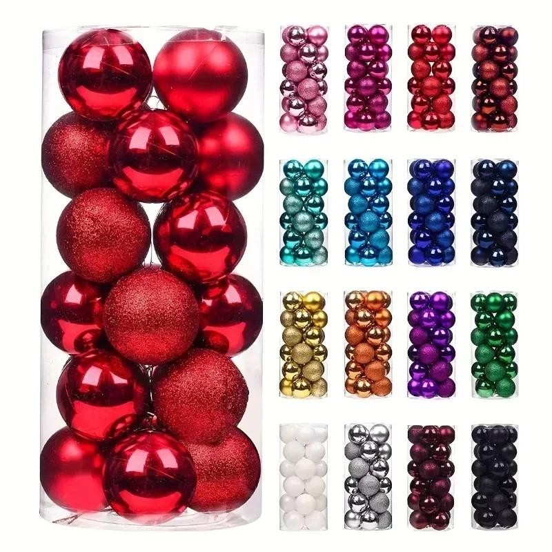 24Pcs 4cm Christmas Balls Ornaments for Xmas Christmas Tree - Shatterproof Christmas Tree Decorations Hanging Ball for Holiday L