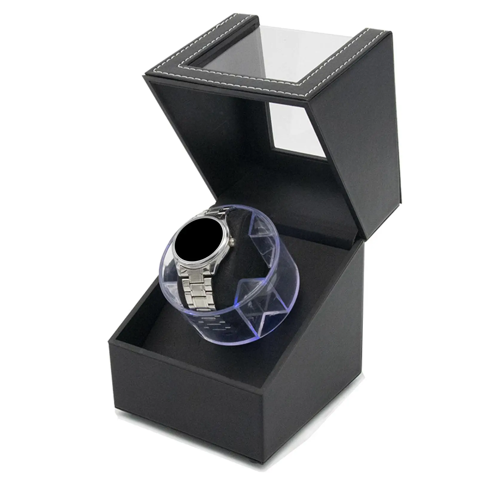 Single Watch Winder Box Watch Case with Quiet Motor Flexible Watch Pillows USB