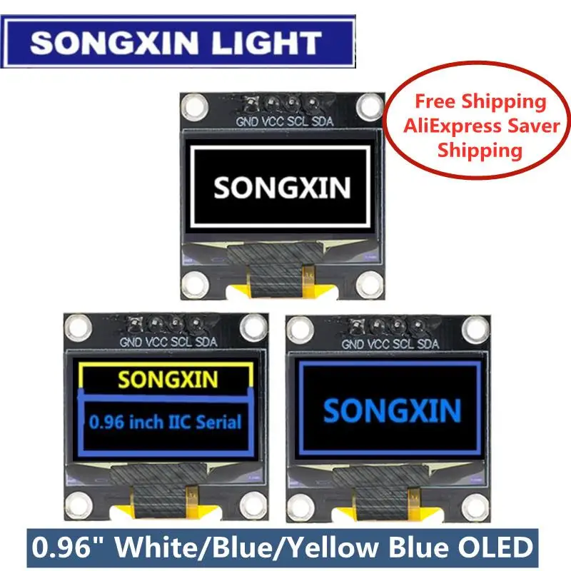 OLED Display Module 0.96 Inch SSD1306 White/Blue/Yellow 128X64 IIC I2C Serial Display Board For Arduino For SAMIROB