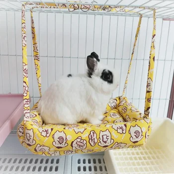 Cute Pet Rabbit Hammock Cotton Hamster Mouse Hanging Bed Mat for Small Pet Hamster Warm Sleep Nests Hanging Hammock Bed 3