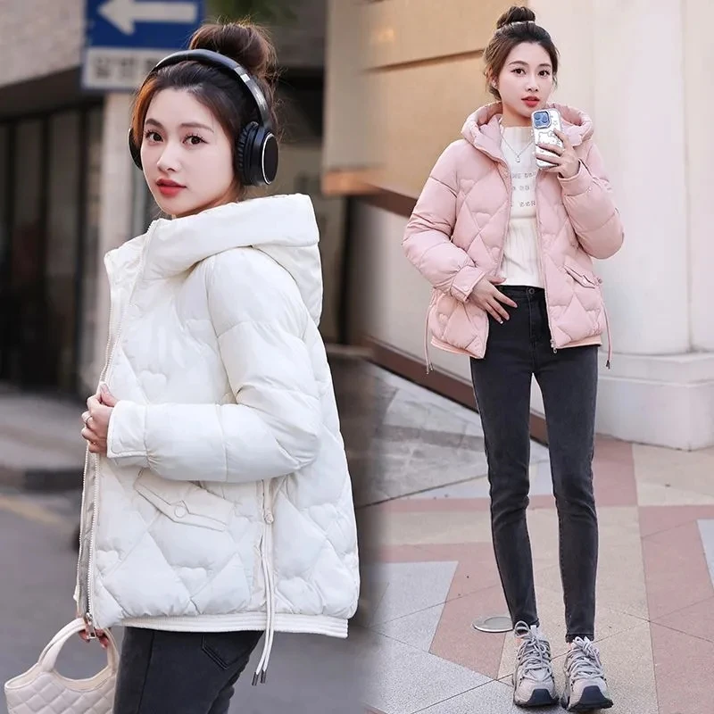 

2023 Women Coats Parka Winter New Jacket Fashion Hooded Bread Service Jackets Thick Warm Cotton Padded Parka Female Outwear tops