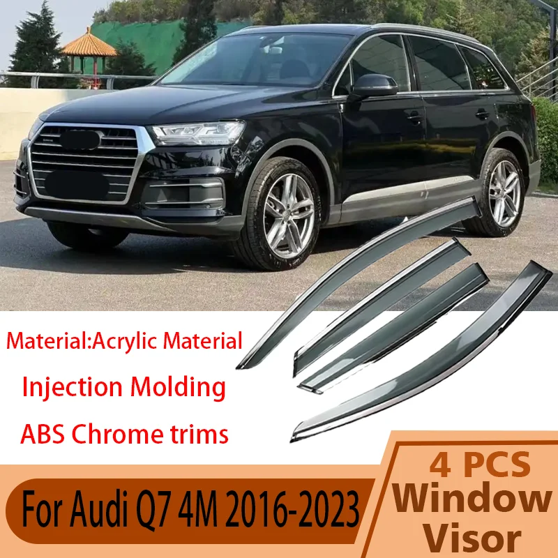 Car Window Visor For Audi Q7 4M ~ Transparent Door Visor Sun Rain Deflector Car Window Rain Guard Weathershield