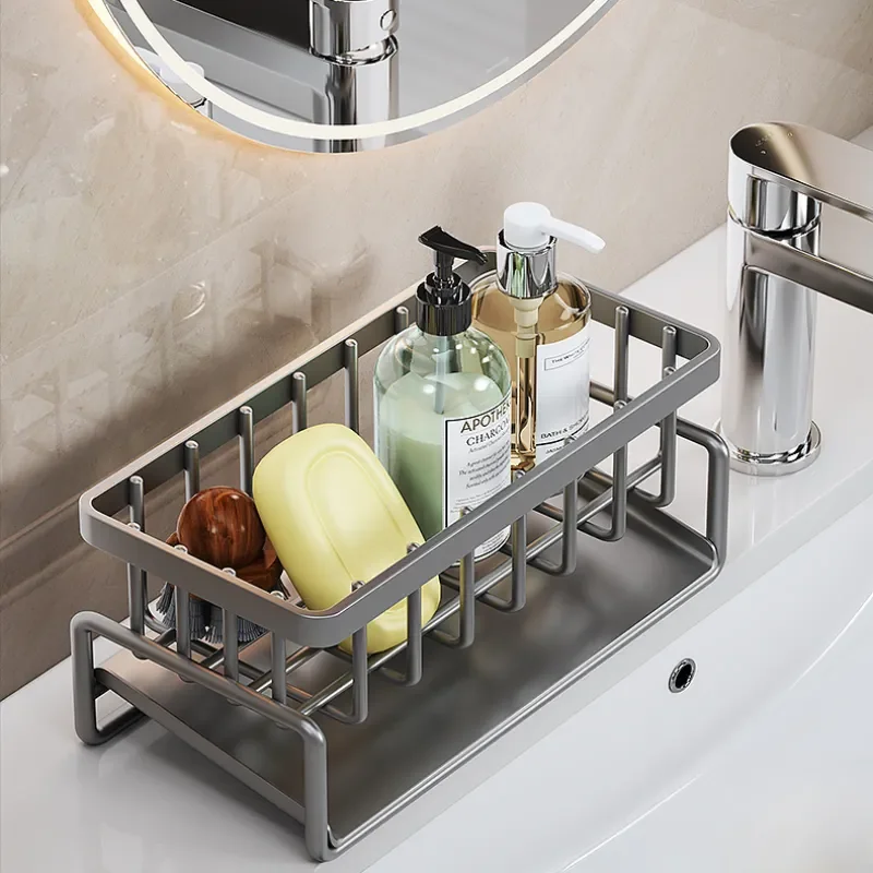 Kitchen Aluminum Sink Drain Rack Sponge Storage Faucet Holder Soap Drainer  Shelf Basket Organizer Bathroom Accessories - AliExpress