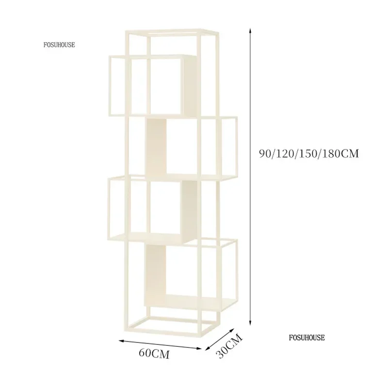 Nordic Iron Art Book Shelf Display Stand for Home Living Room Bookcase Vertical Minimalist Cream Style Bookshelf Storage Rack