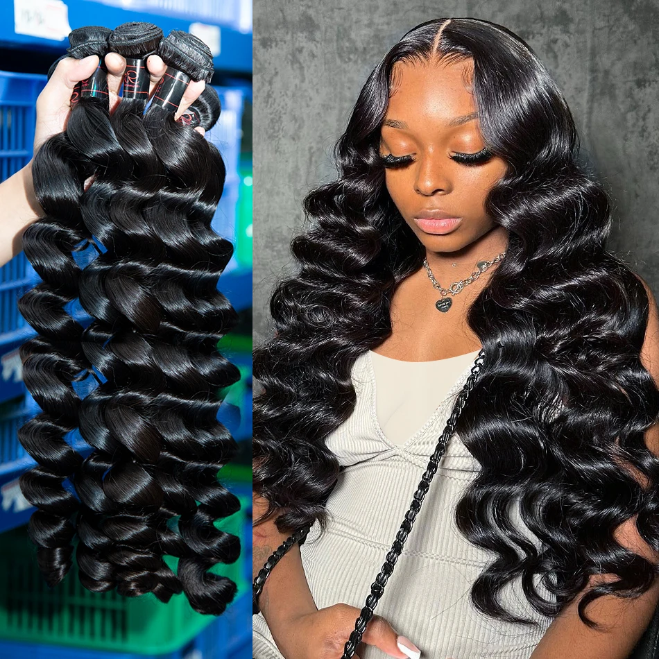 Loose Wave Bundles Human Hair 30 32 36 inches Unprocessed Brazilian Virgin Hair Curly Bundles Extensions for Women