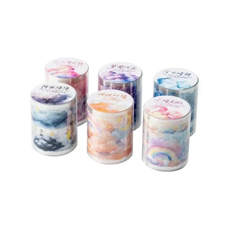 1Roll 2M Tape PET Cloud material decoration stickers Rainbow Clouds Adhesives Package handbooks Supplies Scrapbook 50mm*2m
