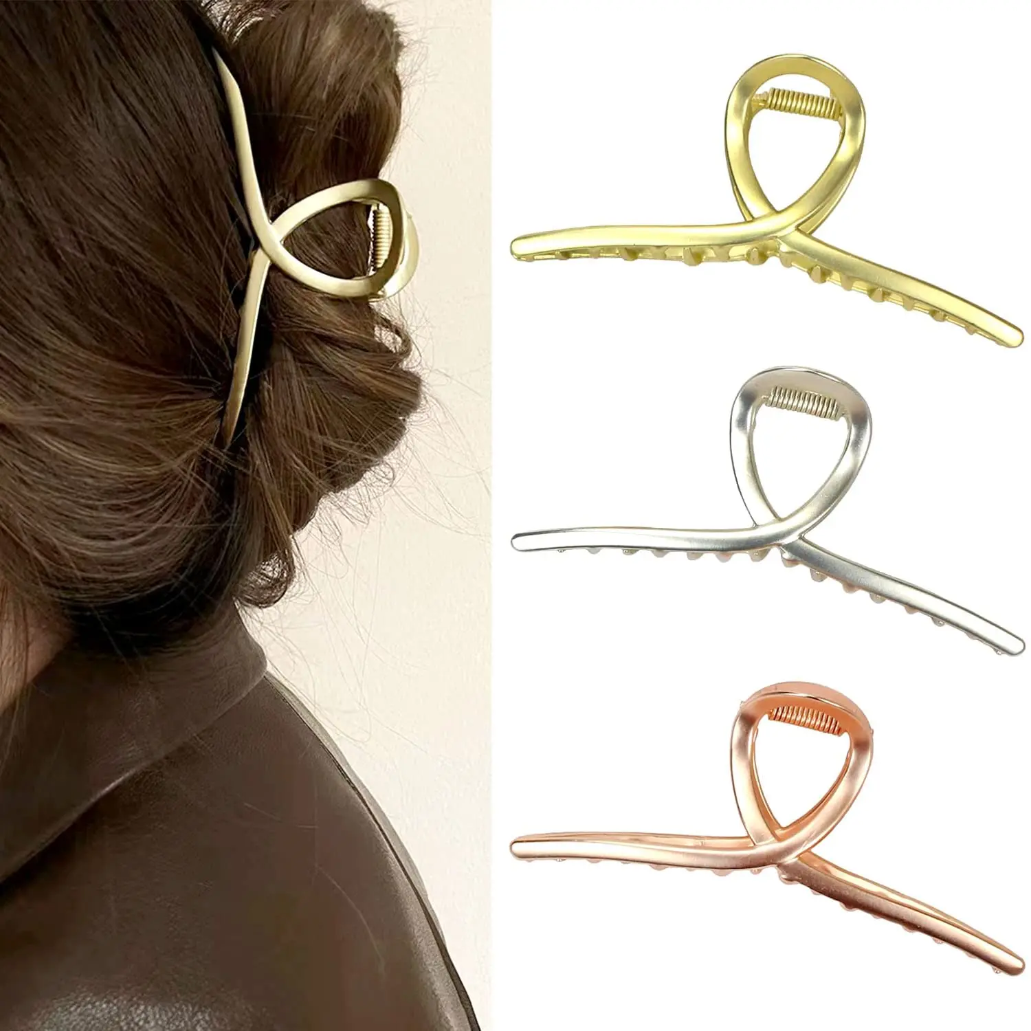 

Hair Claw Clips Gold Hair Claw Shark Hair Claw Barrette Metal Hair Clamps Large Hair Accessories Hair Clamps for Women and Girls