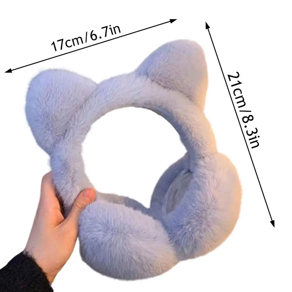 Cute Cat Earmuffs For Women Girls Korean Winter Plush Warm Ear Warmers Retractable Foldable Soft Furry Earlap Cycling Ear Covers