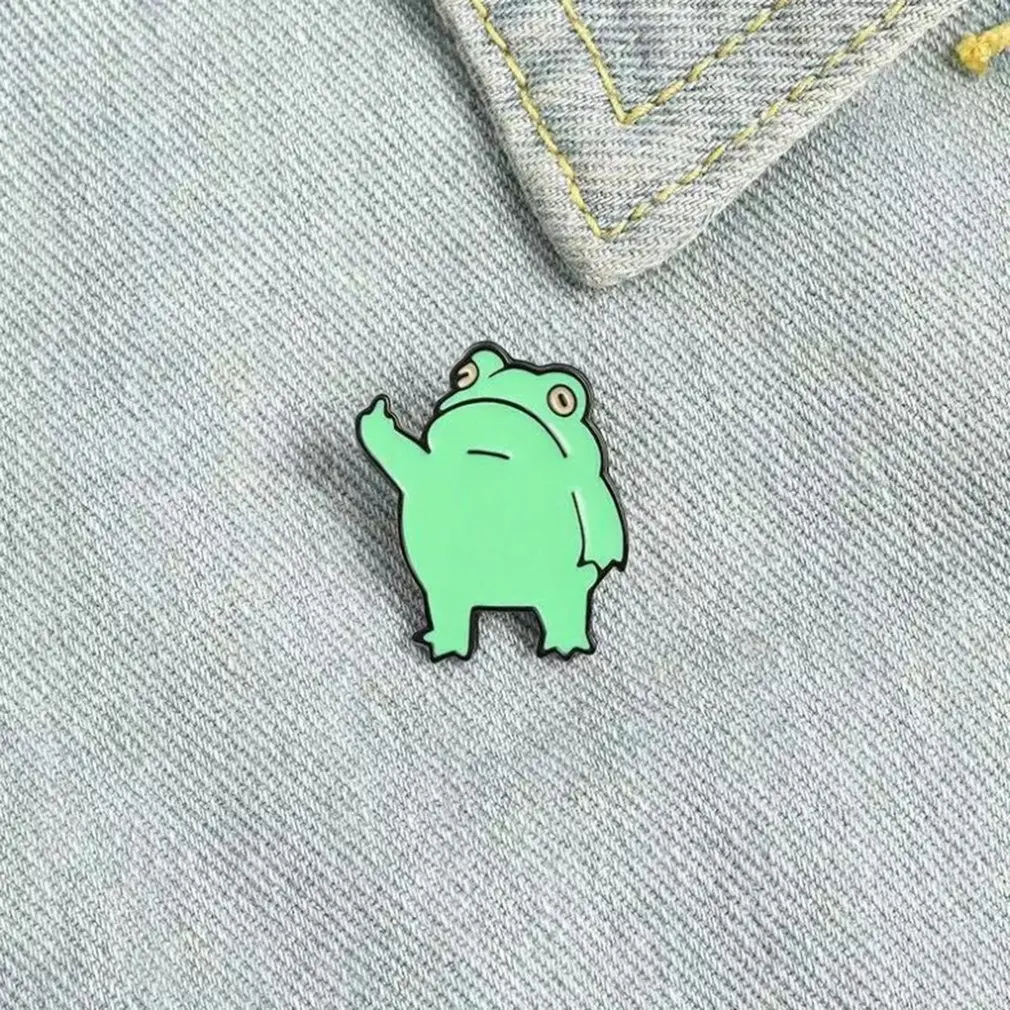 

Cute Funny Frog Brooches Gesture Animal Enamel Pin Denim Lapel Bag Pin Anime Froggy Metal Badge Jewelry Gift For Friends Gift