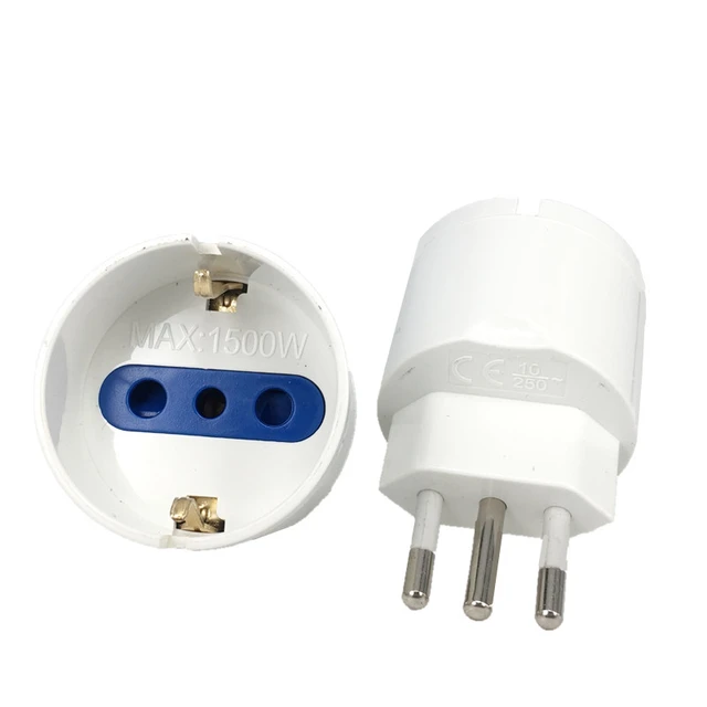 Adaptador de viaje para enchufes europeos de Francia a Suiza, enchufe de 3  pines 10A 250V, enchufe eléctrico de UE a Suiza - AliExpress