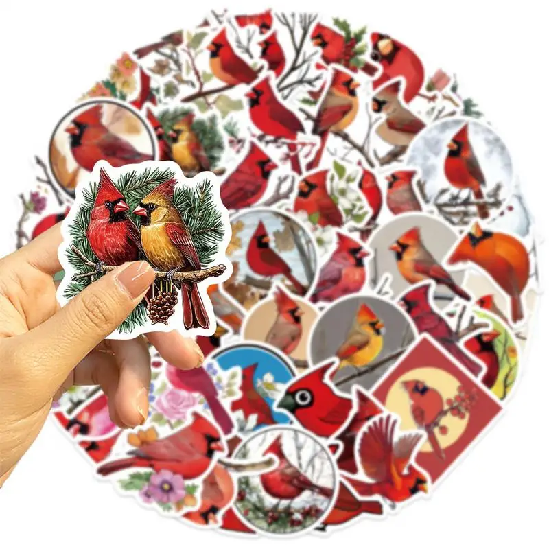 Bird Stickers Waterproof Cute Cartoon Red Birds Decals 56X Highly Adhesive Removable Wall Decor Art Stickers For Scrapbooking