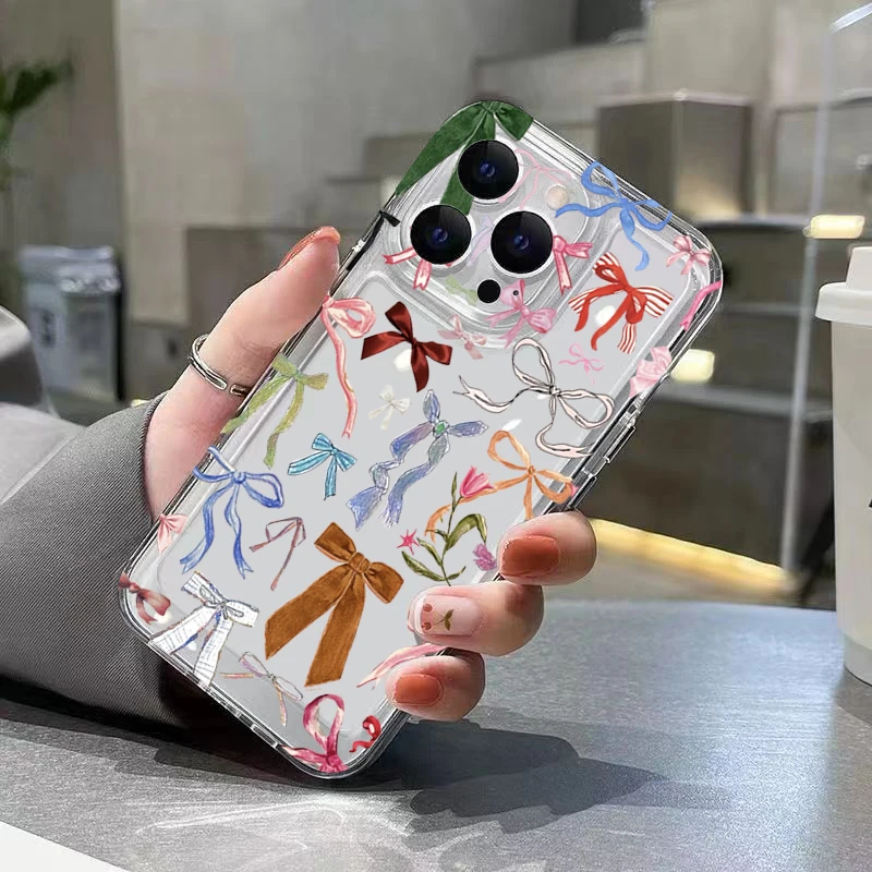 Bow Pattern Transparent Soft Phone Case - Stylish and Elegant Protection