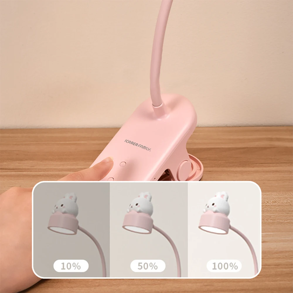 Desk Lamp LED Desk Lamp Clip on Type Cartoon USB Charging With Built In Lithium Battery Touch Dimming Student Learning Reading Table Lamp
