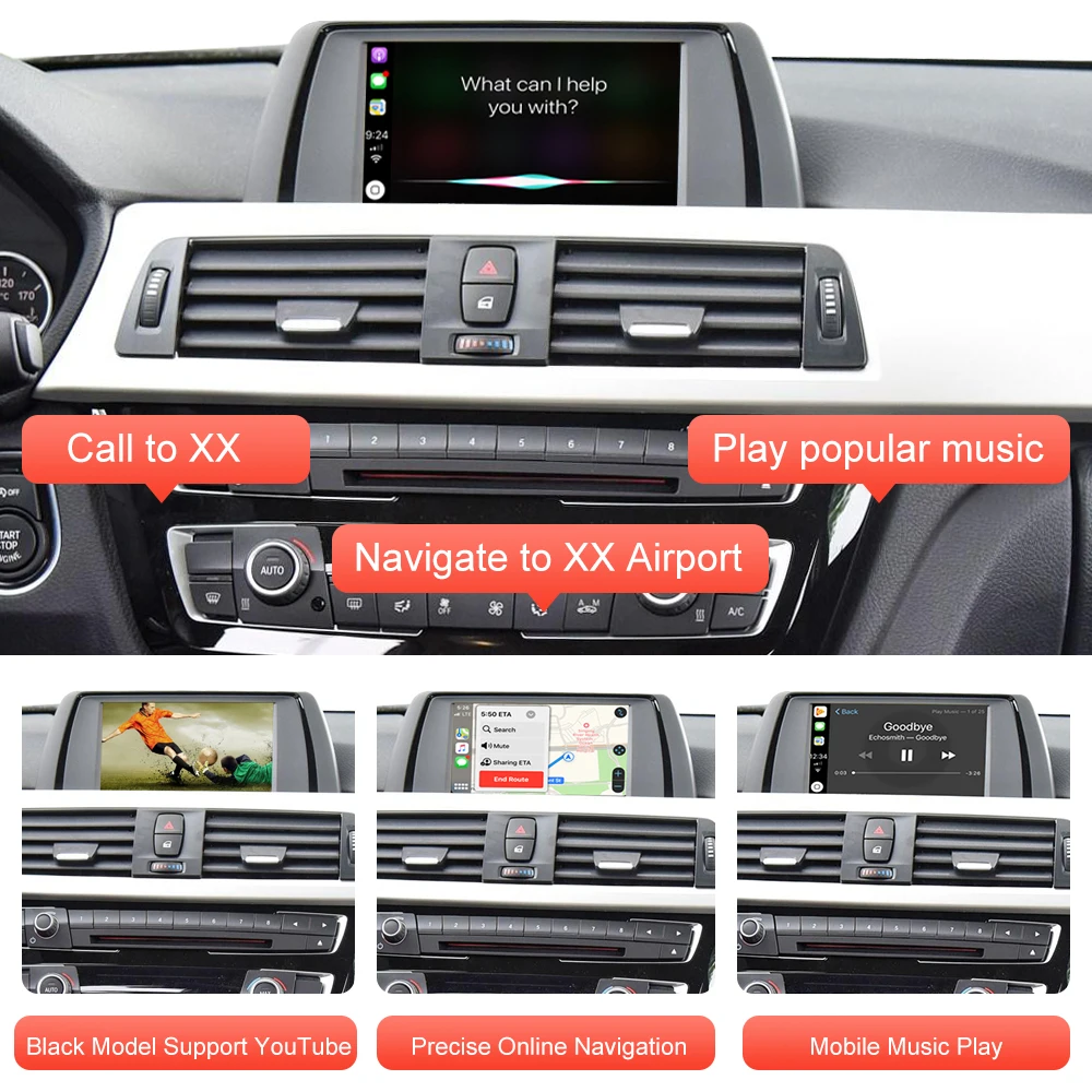 Decodificador automático Android CarPlay sem fio com MirrorLink, BMW 3 Série 4, F30, F31, F32, F33, F34, F35, F36, 2011-2016