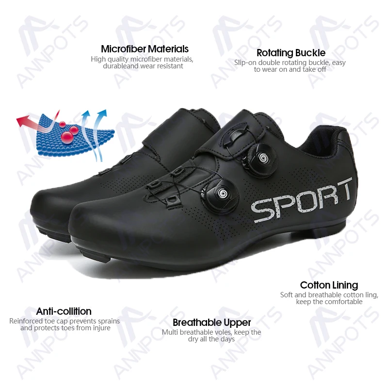 Zapatillas de Ciclismo - Zapatillas de Ciclismo MTB compatibles con calas  Transpirables Zapatillas de Bicicleta de montaña Profesionales  autoblocantes