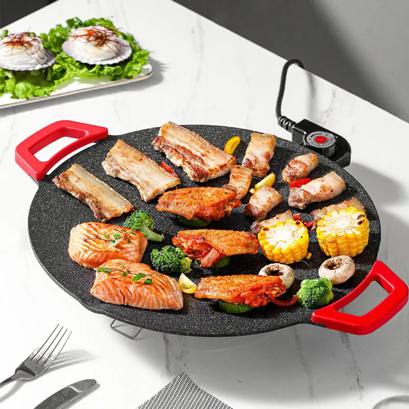 Korean-style Round BBQ Plate Pork Belly Medical Stone Outdoor Camping Barbecue Plate 2