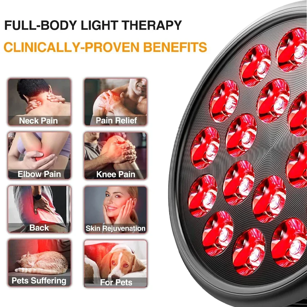 Infrared Lamp Red Light Dual Chip 660nm and 850nm Combo With Angle Adjustable Holder For Muscle Recovery Skin Care Pain Relief