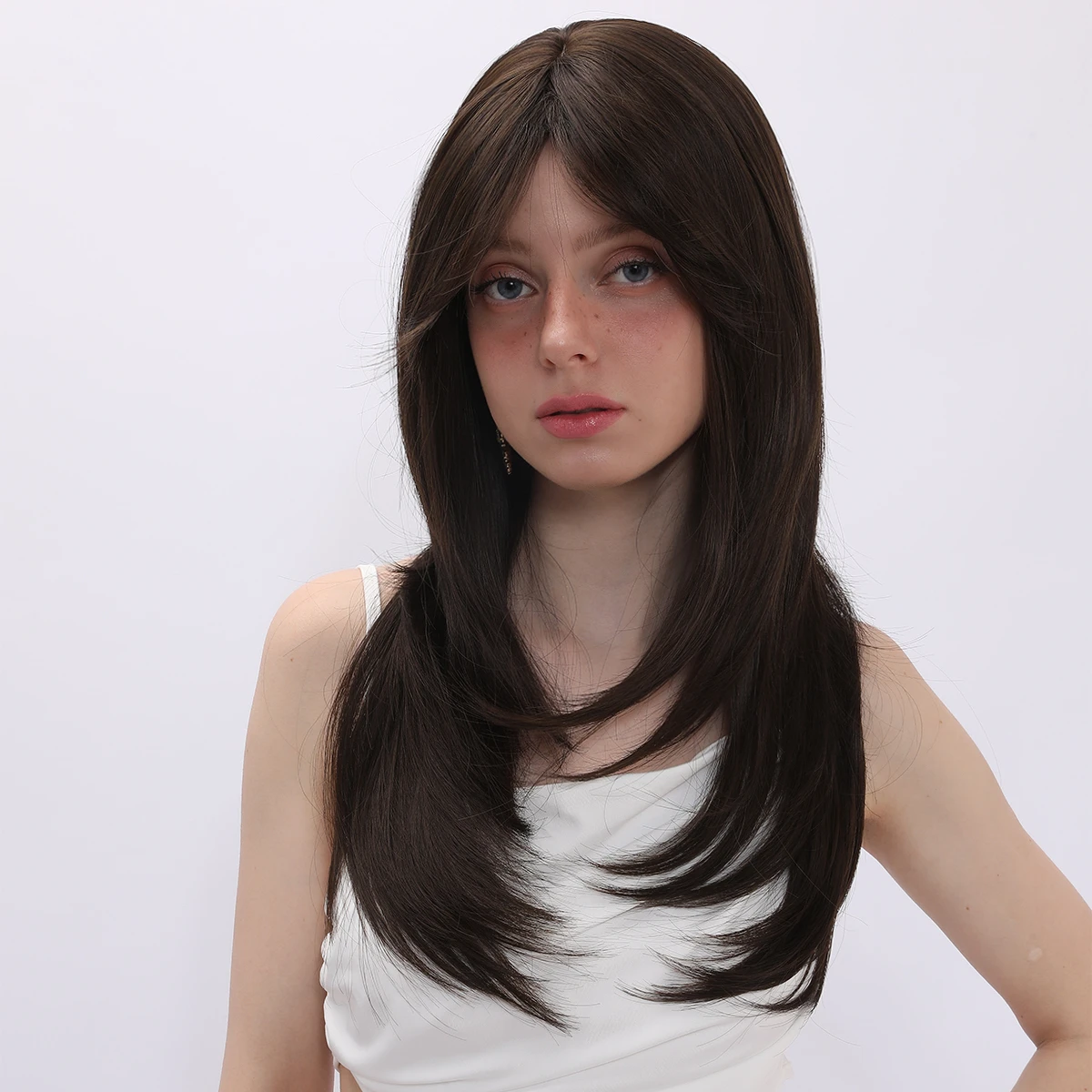 

Smilco Black Long Wavy Middle Part Fake Hair Bob Wig Curly Daily Cosplay Natural Heat Resistant Synthetic Wig For Women