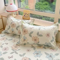 Botanical Floral Flat Sheet Set Kawaii Butterfly Print Bed Sheet with 2 Pillowcase, Cotton Sheets Set Farmhouse Style Bed Cover 6