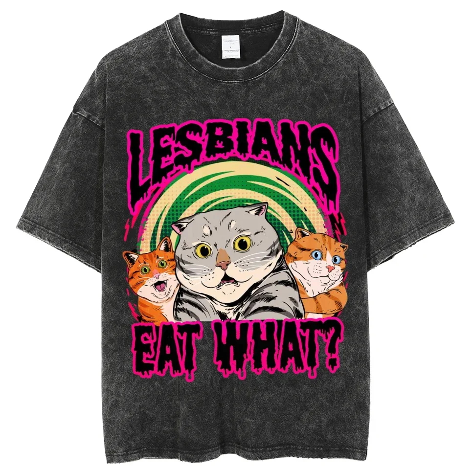 Mens Cotton T Shirt Y2K Men Women Unisex Harajuku Washed T-Shirt Streetwear Retro Cotton T Shirts