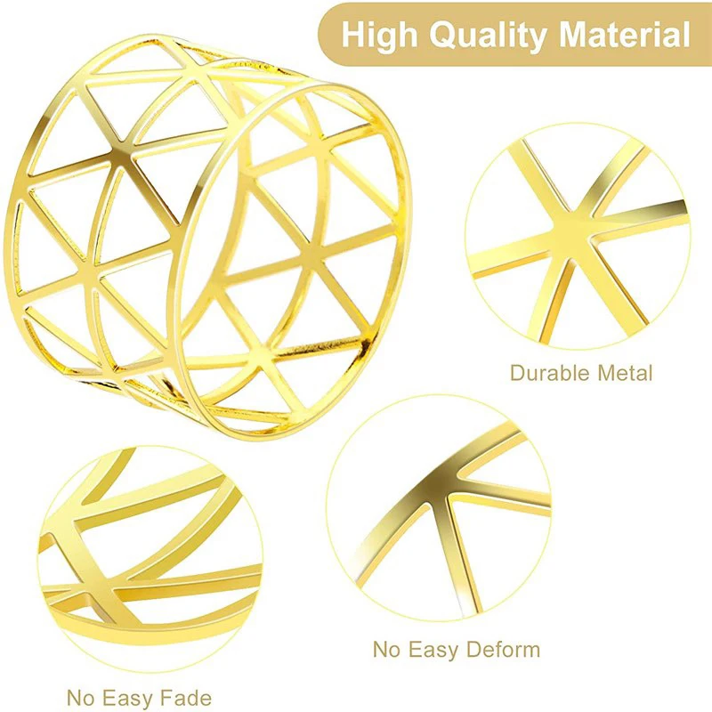 Napkin Ring 6pcs Metal Hollow Napkin Ring For Wedding Party Table Towel Decoration