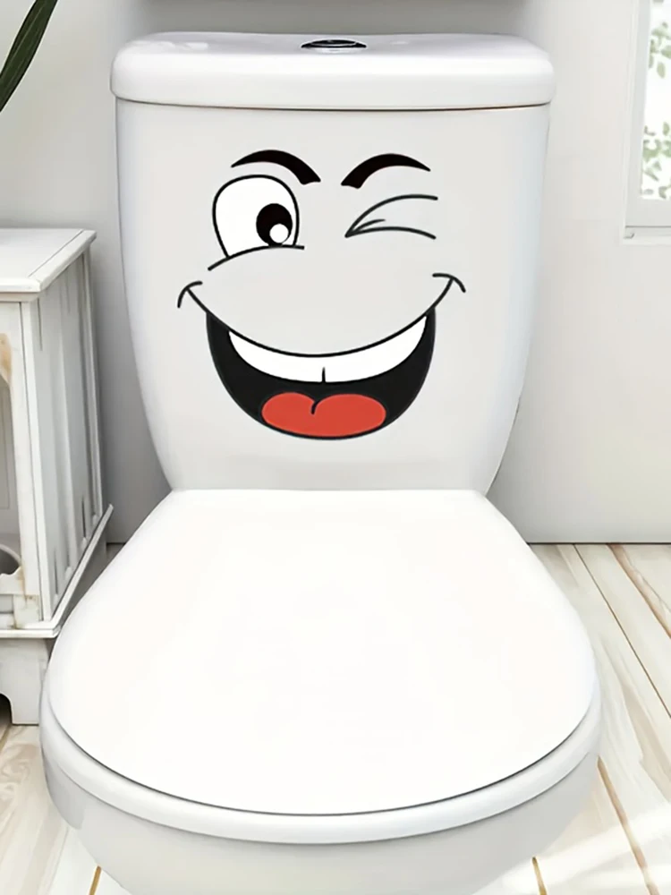 4 Stück/Set abnehmbare selbstklebende Cartoon-Gesichtsaufkleber für Schule, Büro, Heimdekoration, geeignet für Mülleimer, Wände, Toiletten – Detail 6