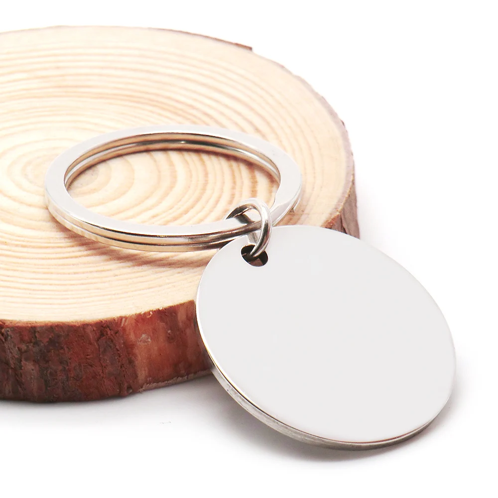 Stainless Steel Round Dog ID Tag Blank Pendants Necklaces Custom DIY Jewelry Making Keychain Dog Tag 10PCS