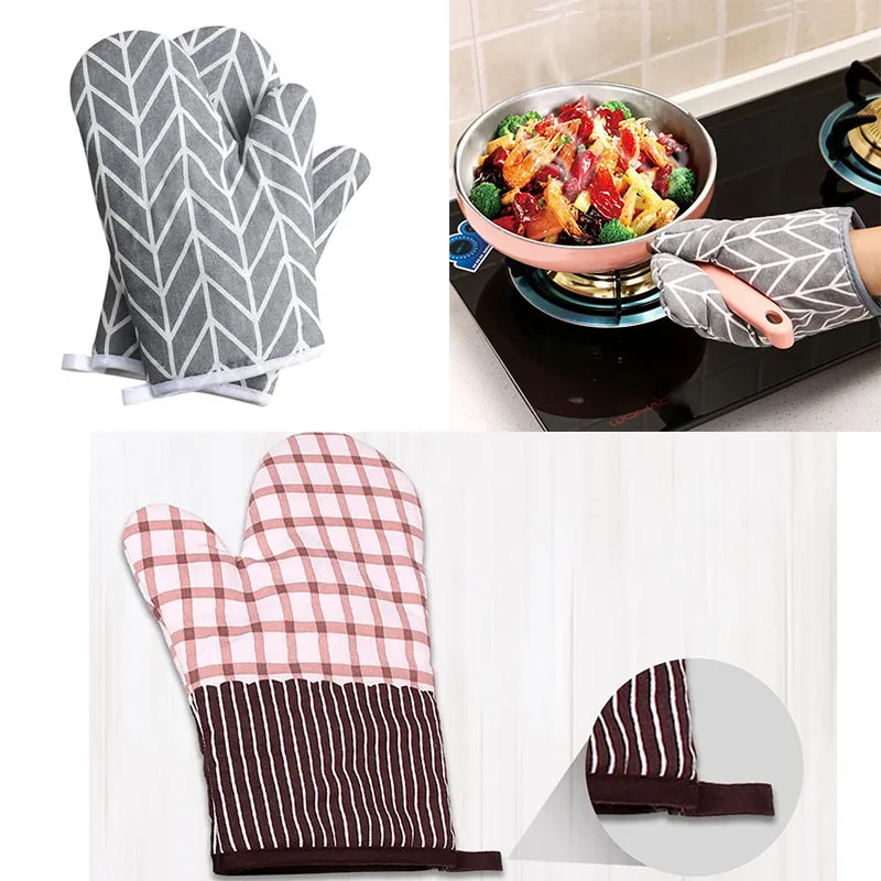 Heat-Resistant Quilted Pot Holders Non-Slip Silicone Lined Oven Mitts for Cooking Baking Grilling Handling Hot Pots and Pans