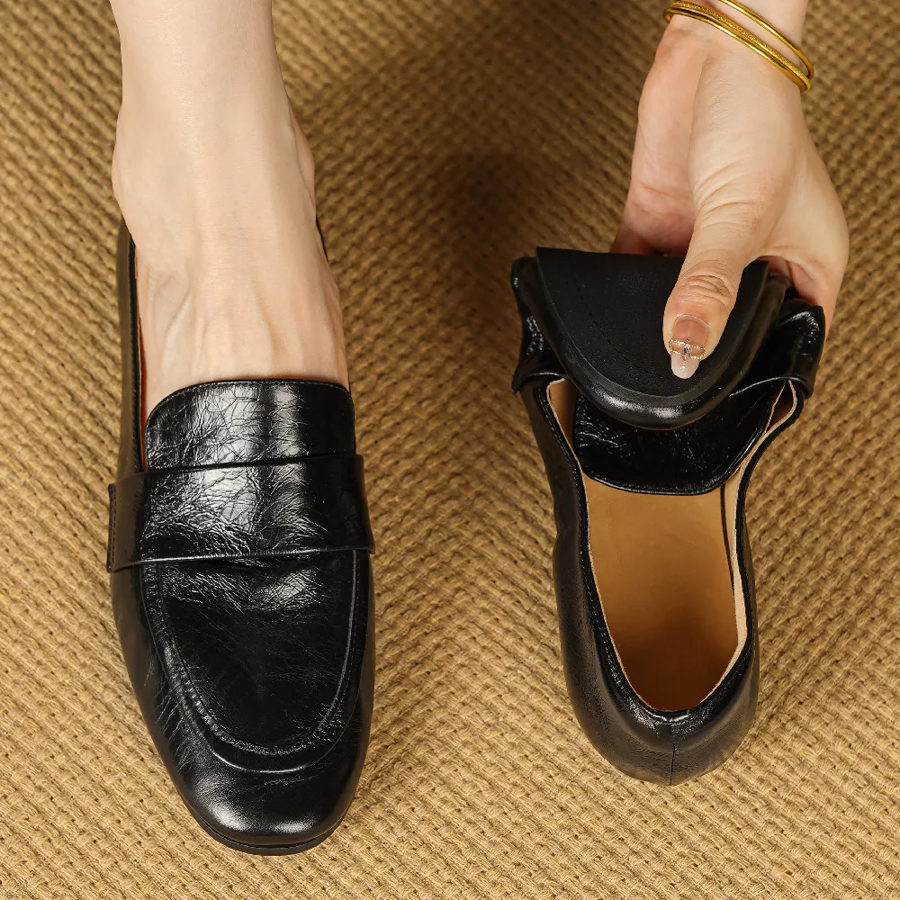 

danxuefei women's genuine leather round toe slip-onn flats loafers high quality soft comfortable espadrilles daily shoes women