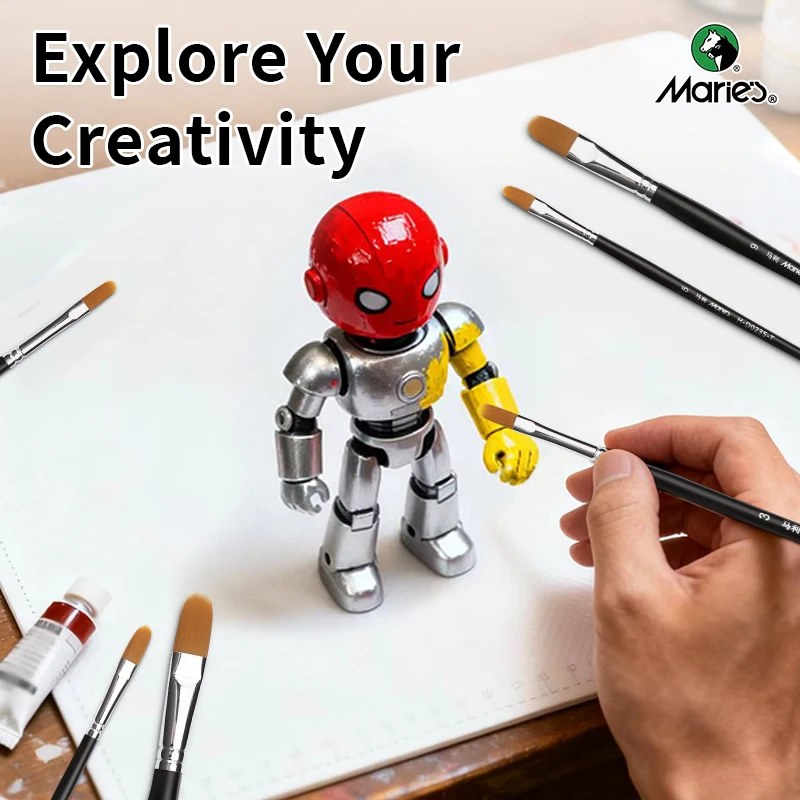 마리의 아트 브러쉬 키트 6개, 나일론 헤어 필버트 페인트 브러쉬, 개학, 크리스마스 등에 적합, 성인용