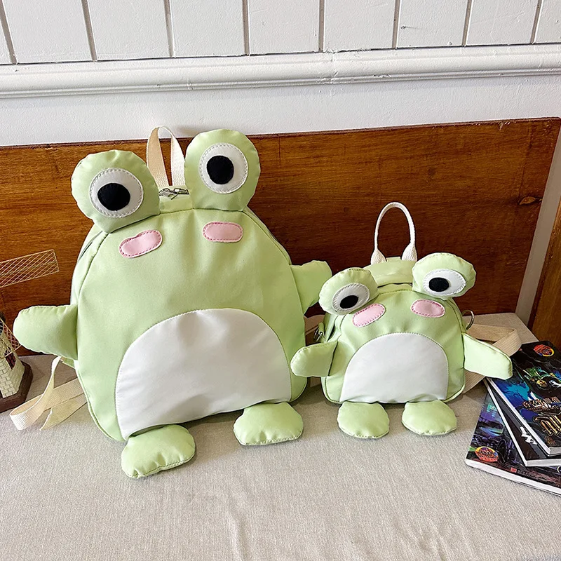 Women funny cute little frog cartoon backpack bag girl student small school bag 2